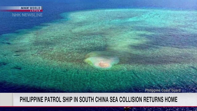 Philippinisches Patrouillenschiff, das in eine Kollision mit einem chinesischen Schiff verwickelt war, kehrt in den Hafen zurück