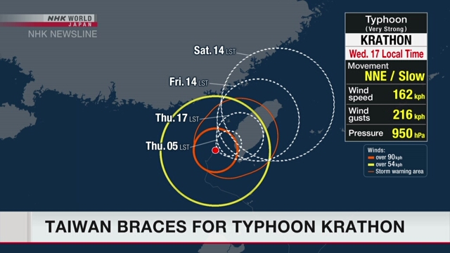 Taiwan bereitet sich auf Taifun Krathon vor