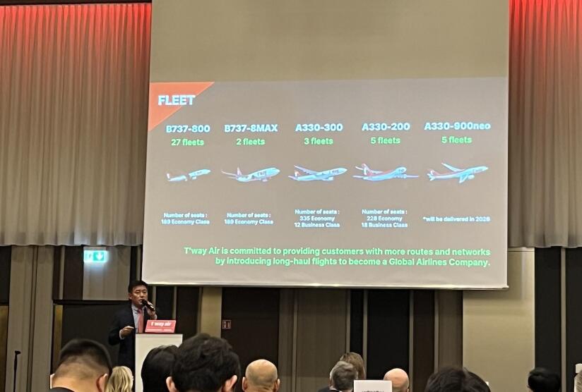 Die Flottenplanunung von Tway Air wird von Kim Hyung-Yi vorgestellt., © airliners.de/Andreas Sebayang