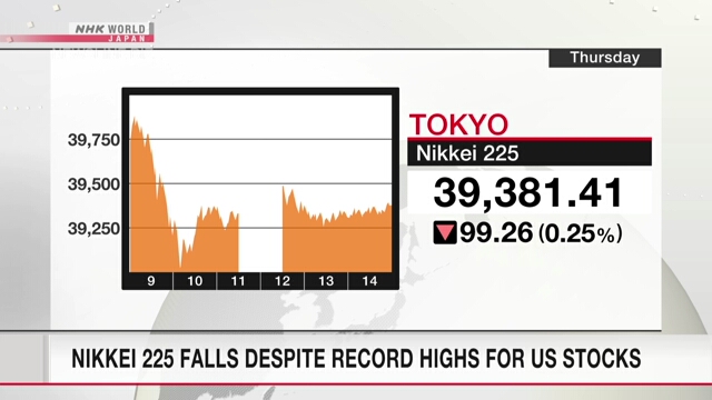 Nikkei 225 fällt trotz Rekordhochs für US-Aktien