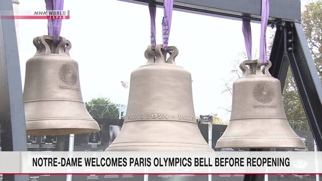 Die Glocke der Olympischen Spiele in Paris für Notre-Dame wurde vor der Wiedereröffnung der Kathedrale überreicht